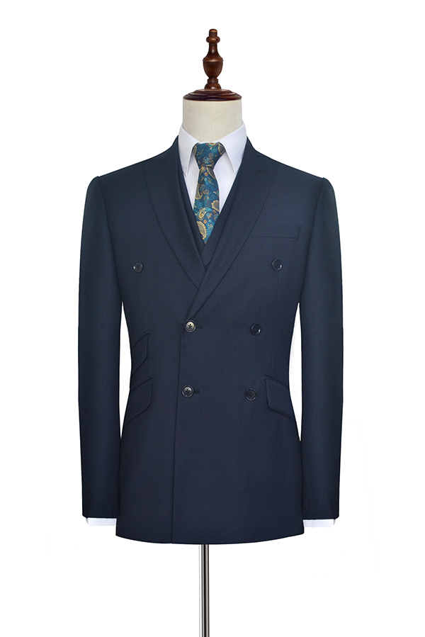 Dark Navy Double Breasted Mens Suits for Formal 3