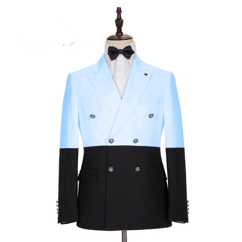 Sky Blue Double Breasted Men's Suit 2