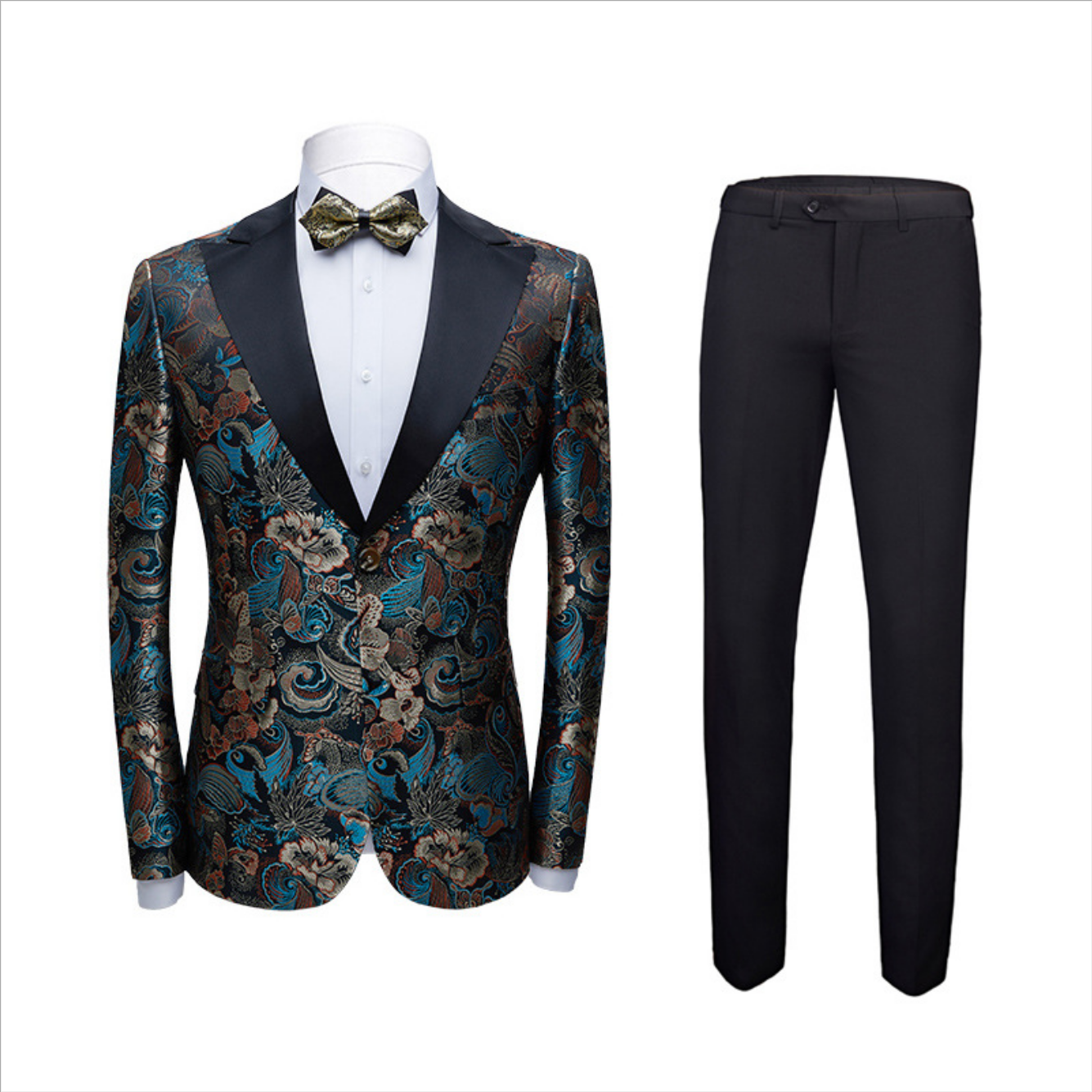 Multicolor Peak Lapel Wedding Tuxedo 2
