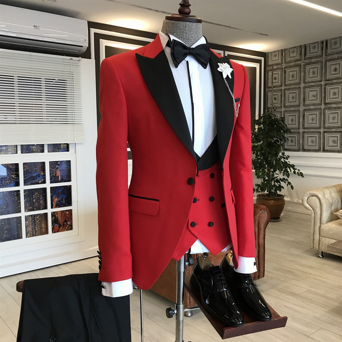 Red Prom Suit with Peaked Lapel 2