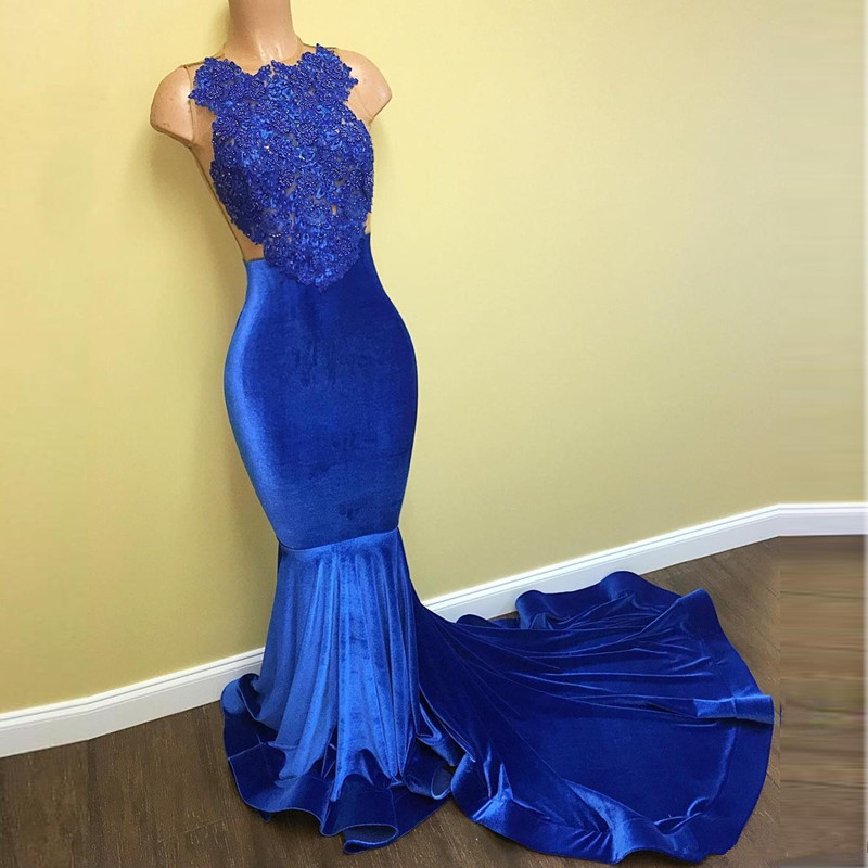 Mermaid Sleeveless Court Train Evening Gown With Lace 2