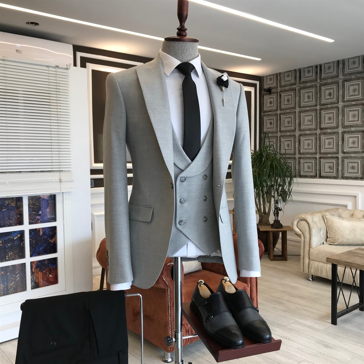 Light Gray Slim Fit Formal Suit 2