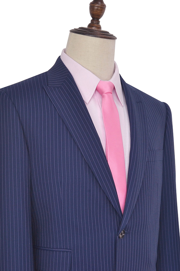 Navy Blue Striped Mens Suits for Business 4