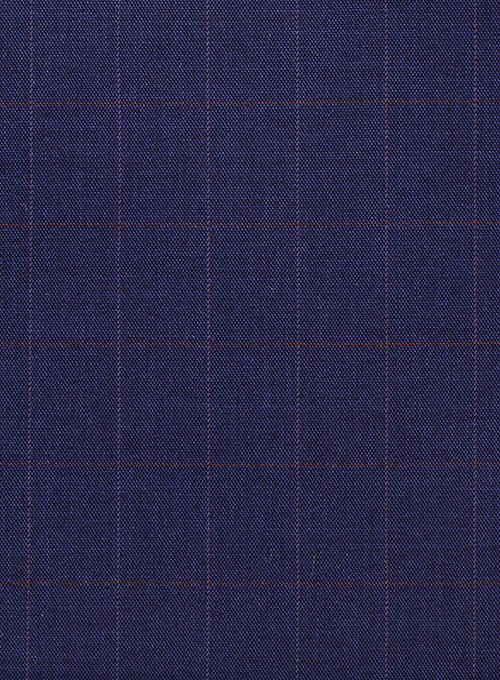 Navy Blue Business Plaid Men Suits 4