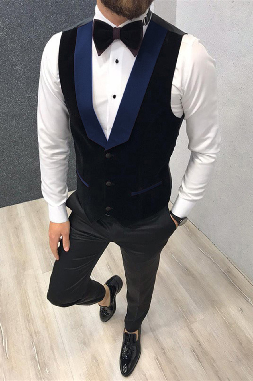 Black-and-blue 3 Piece Wedding Suit 2