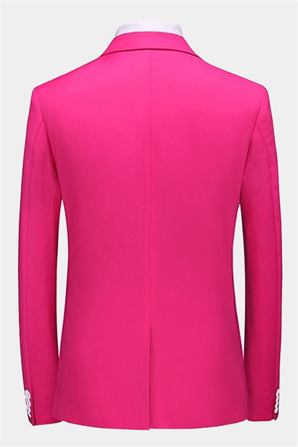 Hot Pink Single Breasted Prom Suit with Dante Peak Lapel 2
