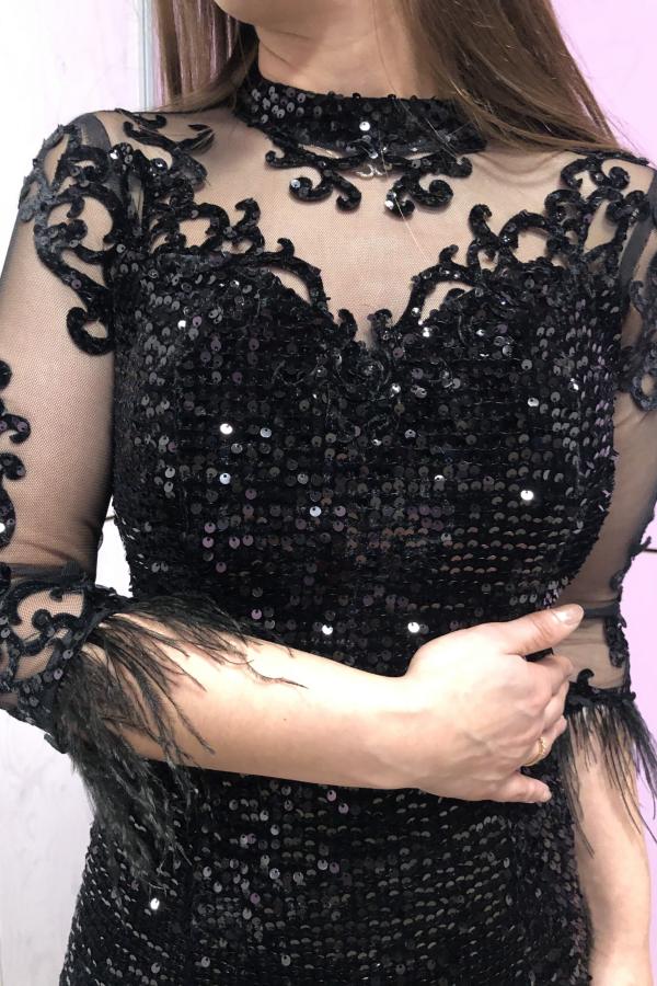 Mermaid Straps Long Sleeves Floor-length Formal Dress With Beading 3