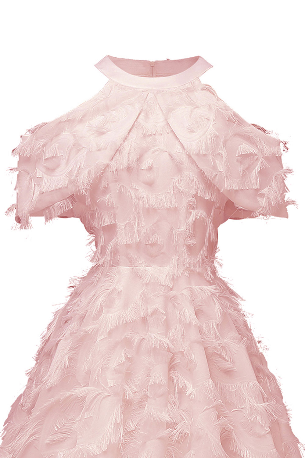 A-line Halter-neck Knee-length Party Dress With Feathers 9