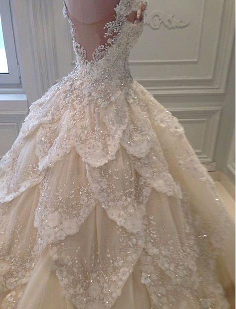 A-line Off-the-shoulder Sleeveless Chapel Train Bridal Dress With Crystal 3