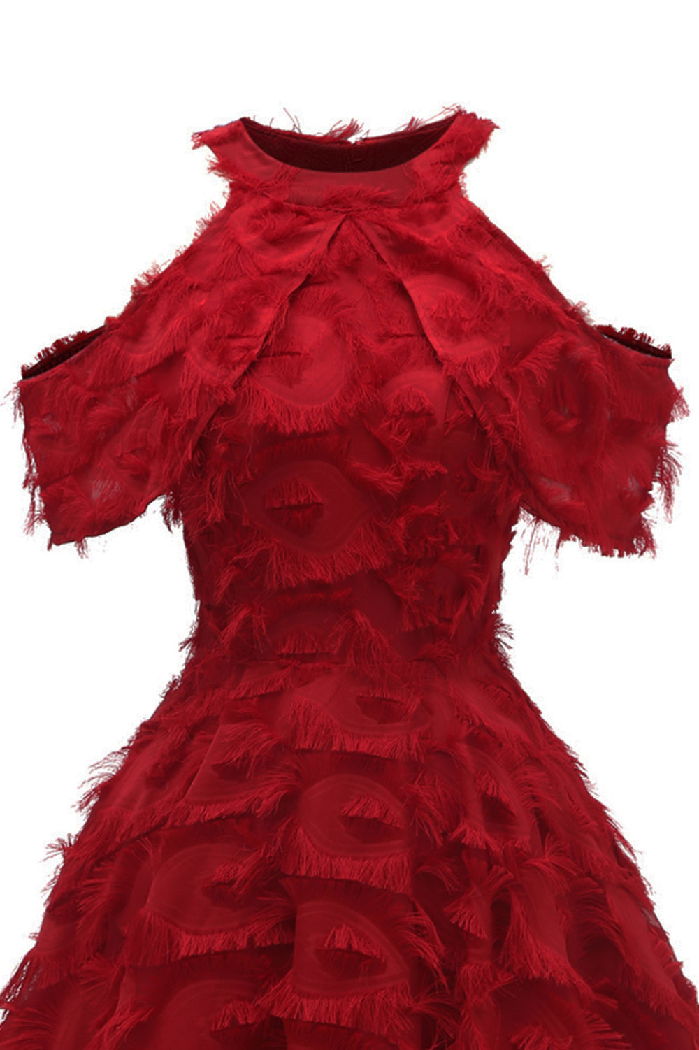 A-line Halter-neck Knee-length Party Dress With Feathers 13