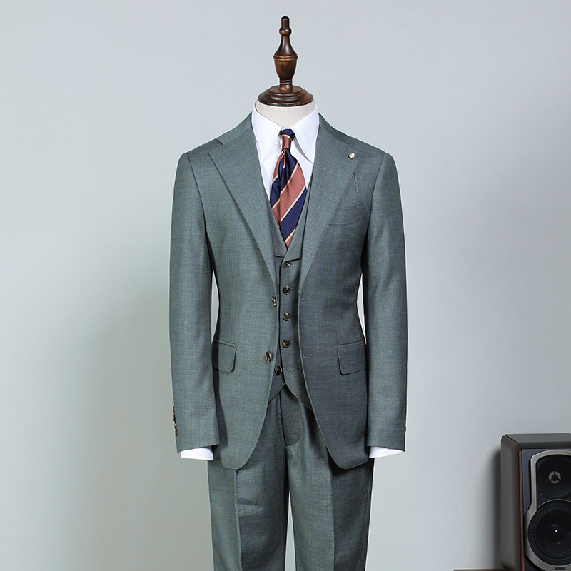 Dark Gray Small Plaid Slim Fit Business Suit 2