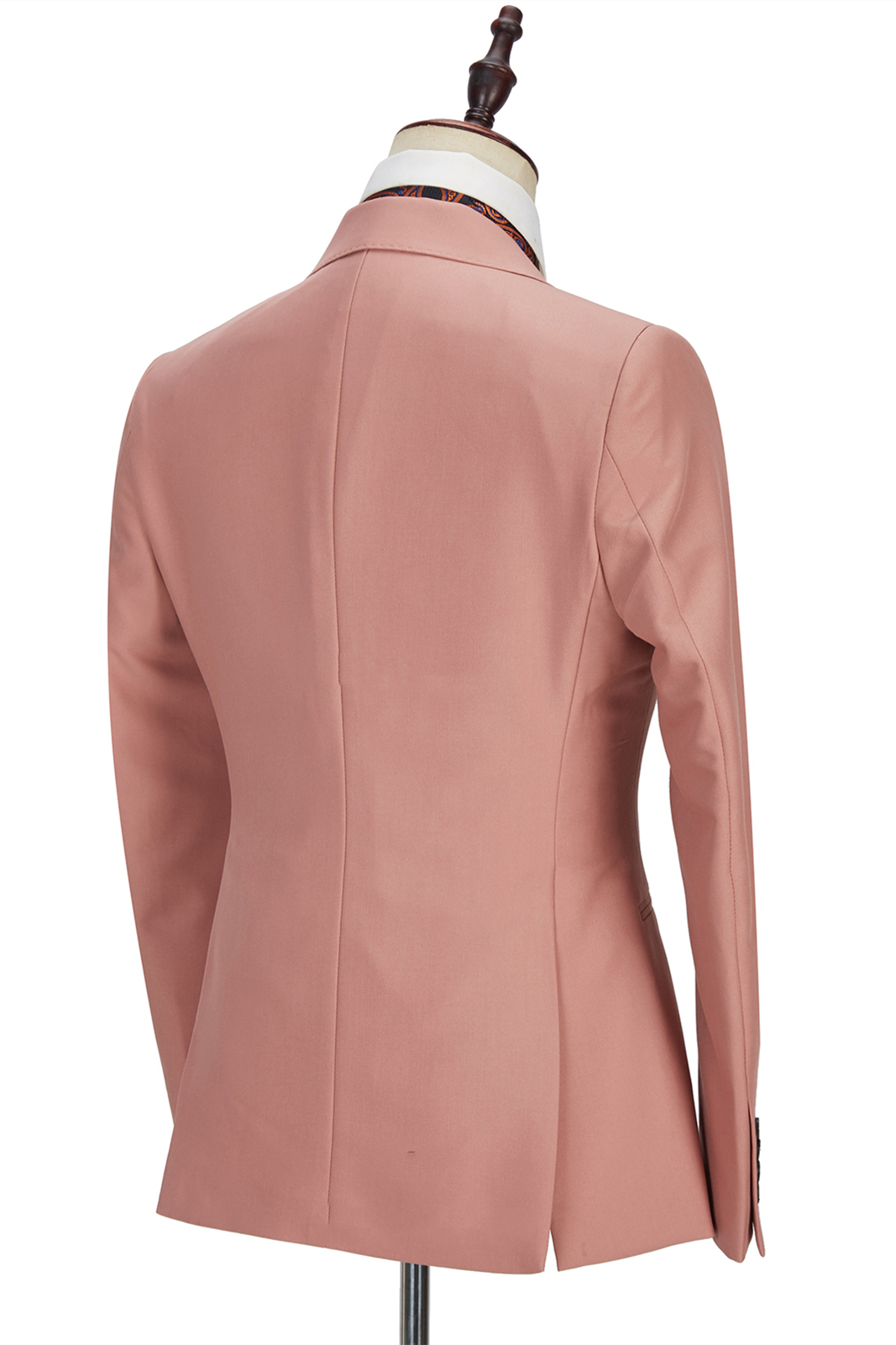 Coral Pink 3 Piece Men's Suit with Two Buttons and Peak Lapel 3