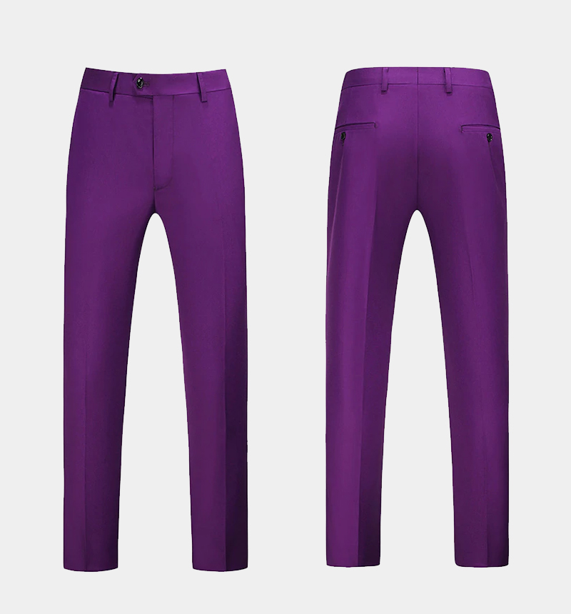 Purple Three Piece Men's Prom Suit with Notched Lapel 4