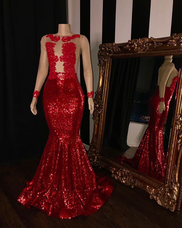 Mermaid Scoop Neck Sweep / Brush Train Formal Wear With Sequins 2