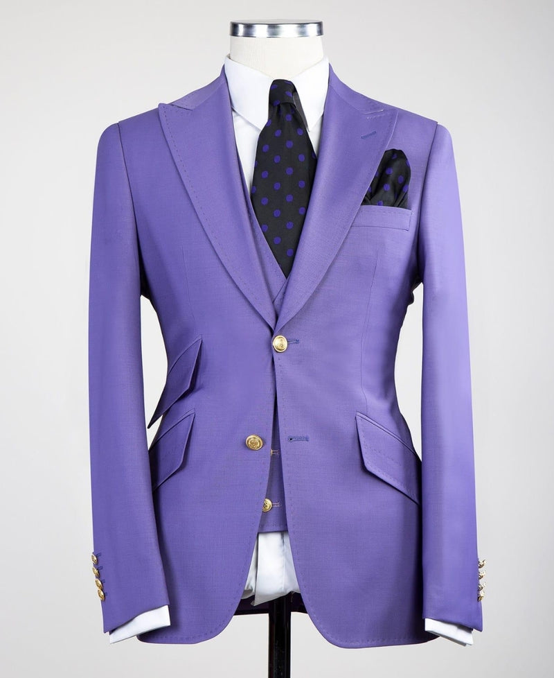 Purple Peaked Lapel Best Fitted Men Suit 2