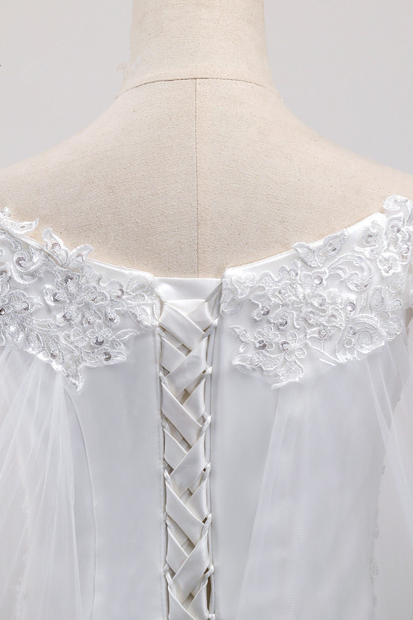 Mermaid Off-the-shoulder Sweetheart Neck Sleeveless Floor-length Tulle Wedding Gown With Beading 4