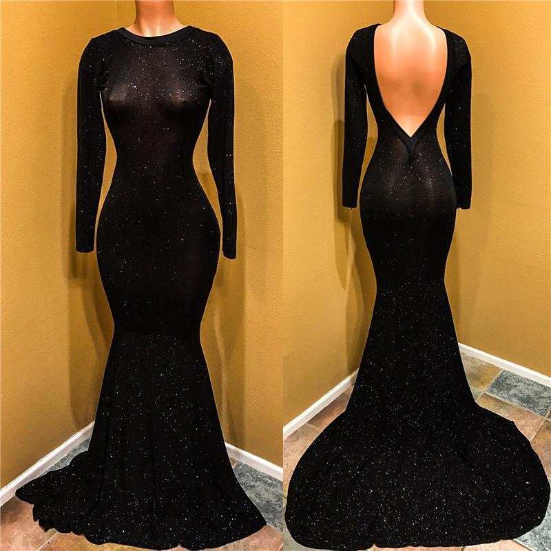 Mermaid Scoop Neck Sweep / Brush Train Evening Dress With Sequins 2