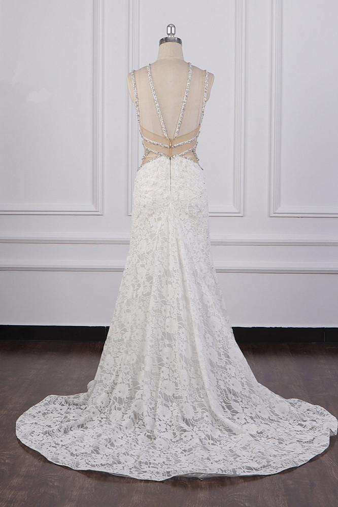Sleeveless Floor-length Tulle Wedding Dress With Beading 2