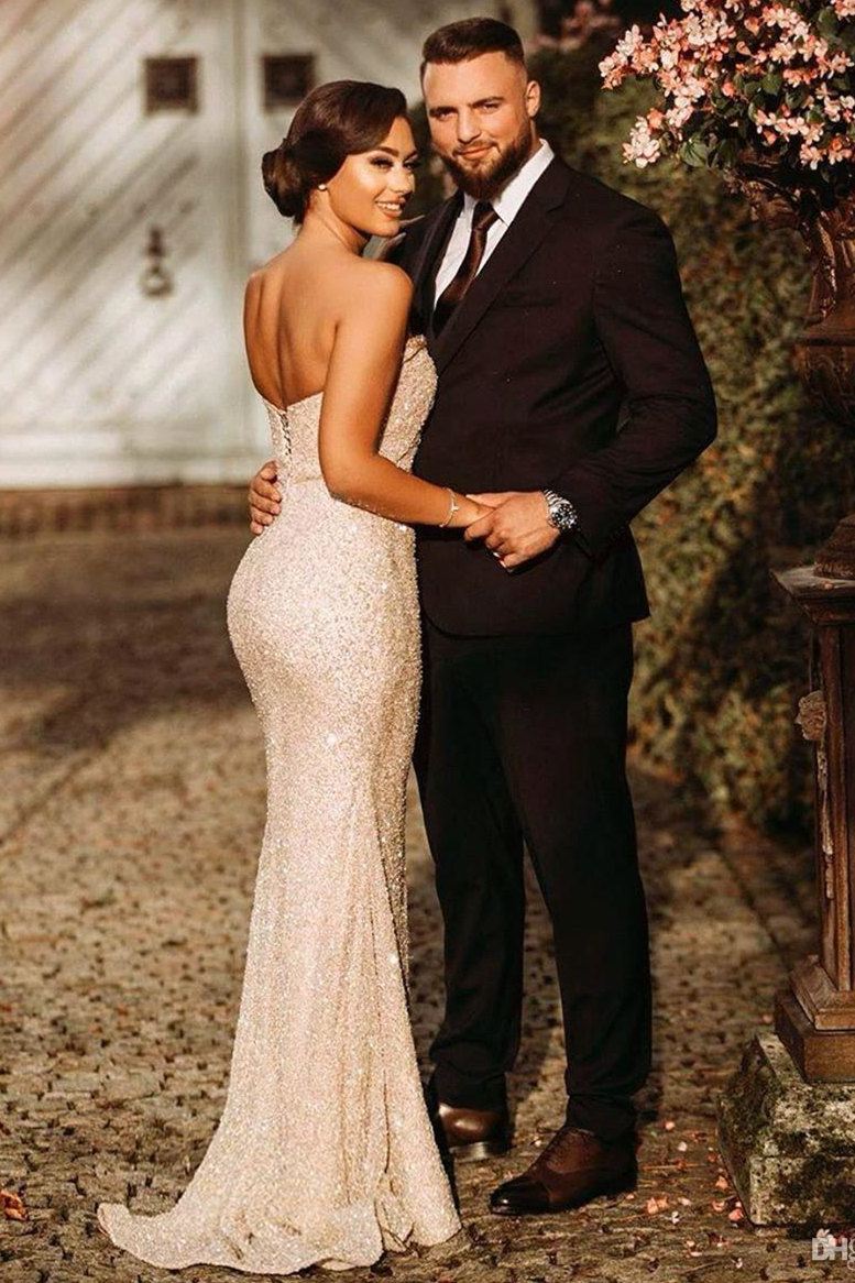 Column Strapless Sleeveless Floor-length Tulle Evening Dress With Split Front 2