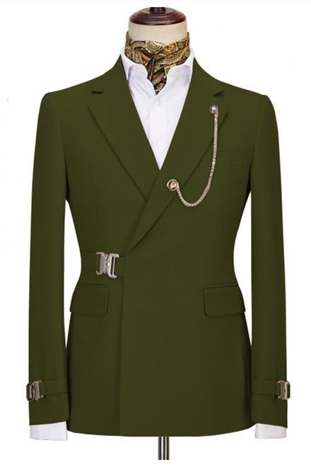 Pure Green Notched Lapel Business Men Suit 2