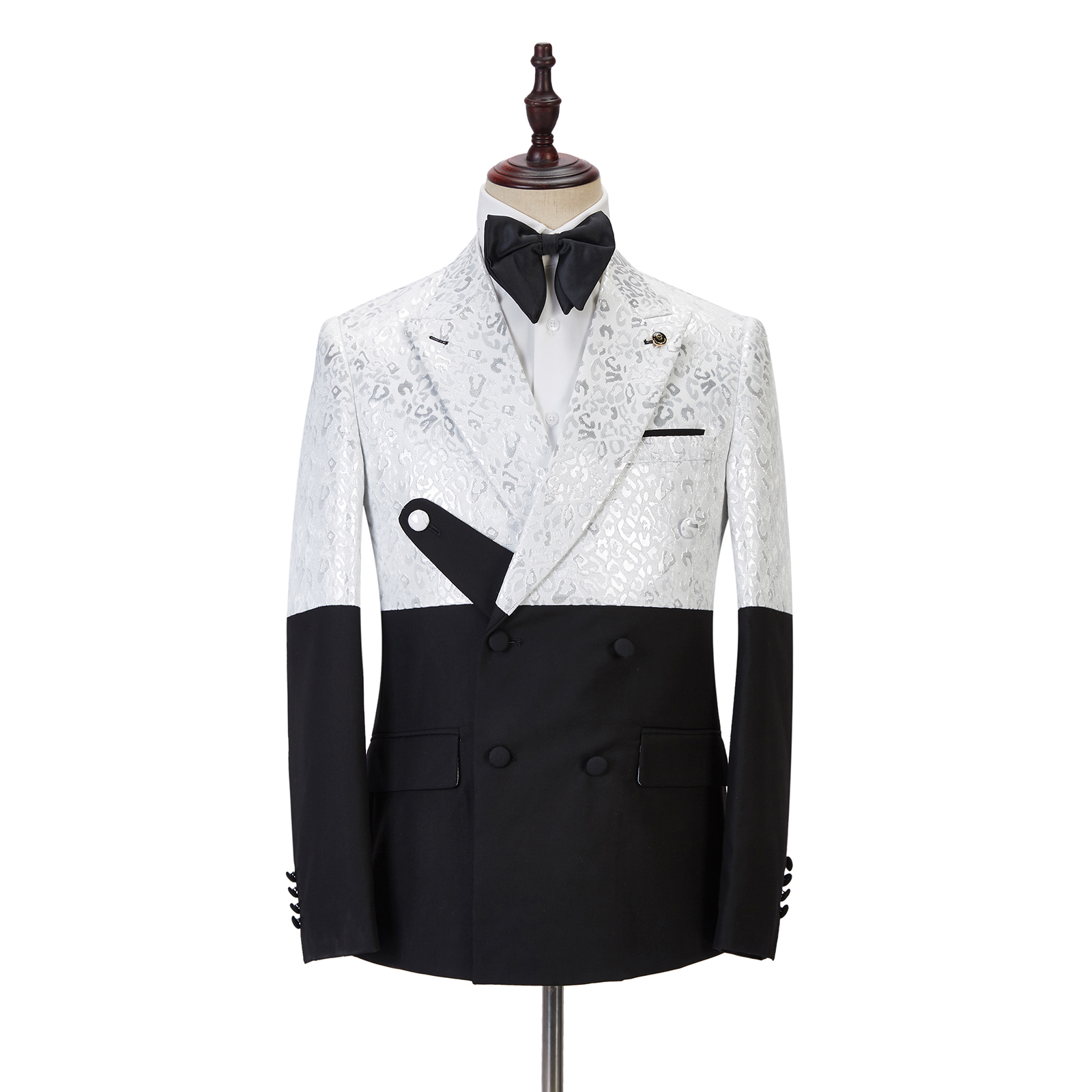 Black and White Jacquard Men's Suit 2