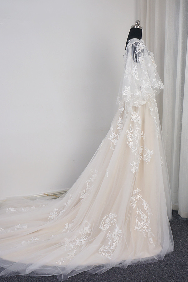 Mermaid Off-the-shoulder Sweetheart Neck Sleeveless Floor-length Tulle Bridal Gown With Appliques 4