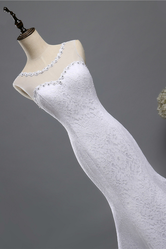 A-line Jewel Neck Sleeveless Floor-length Tulle Bridal Attire With Appliques 5