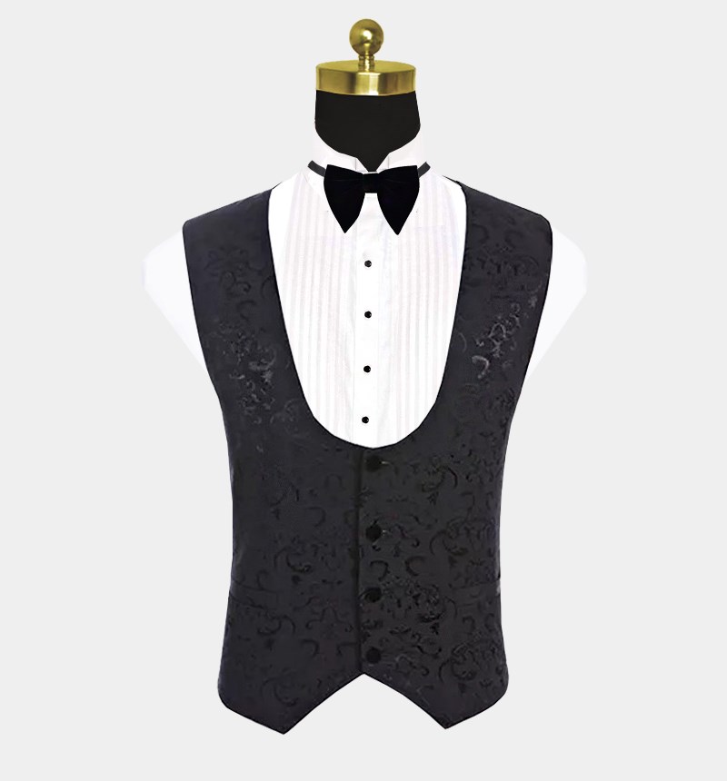 Black Jacquard Dinner Suit for Prom 3