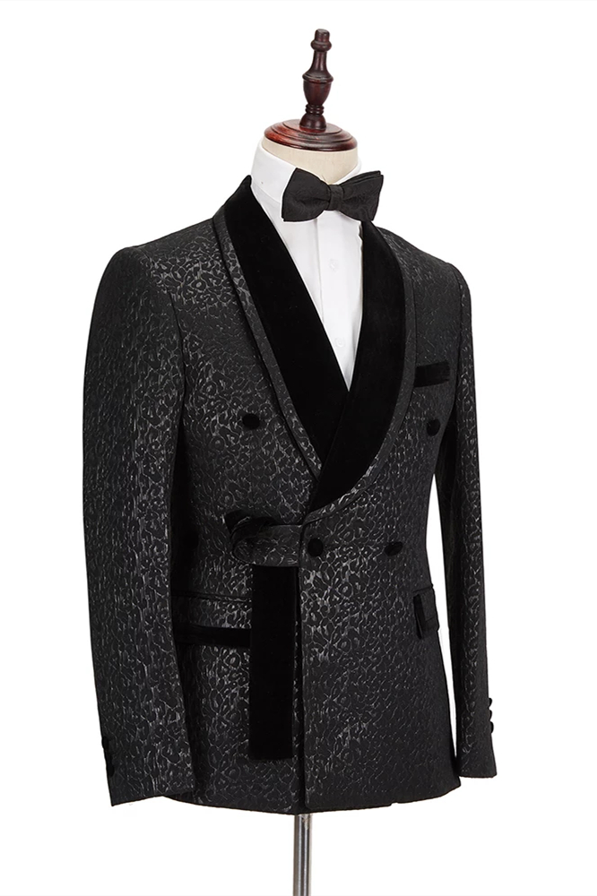 Velvet Lapel Double Breasted Prom Suit 2