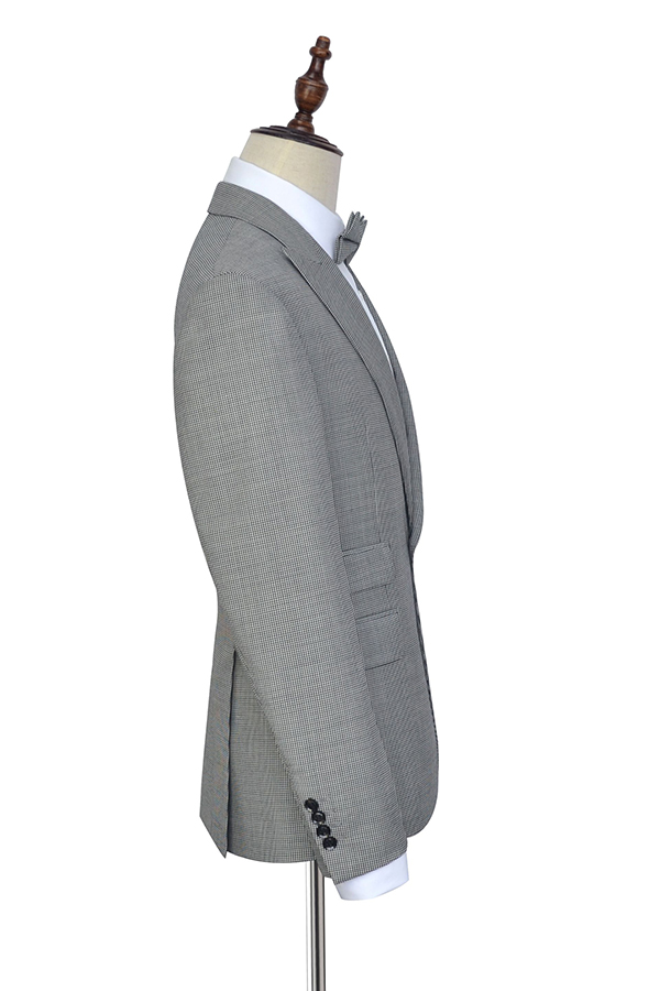 Grey Single Breasted Mens Suits for Business with Peak Lapel 4