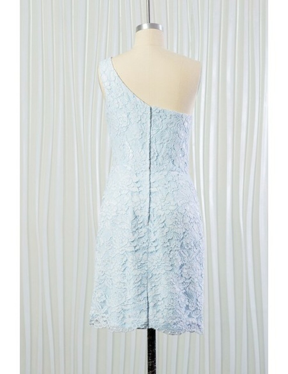 A-line One Shoulder Sleeveless Knee-length Bridesmaid Outfit With Lace 3