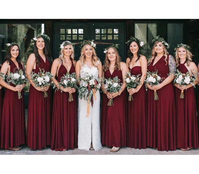 A-line One Shoulder Halter-neck Convertible Floor-length Bridesmaid Dress 3