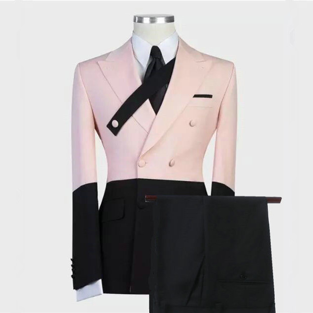 Blushing Pink Double Breasted Peaked Lapel Men's Suit 2