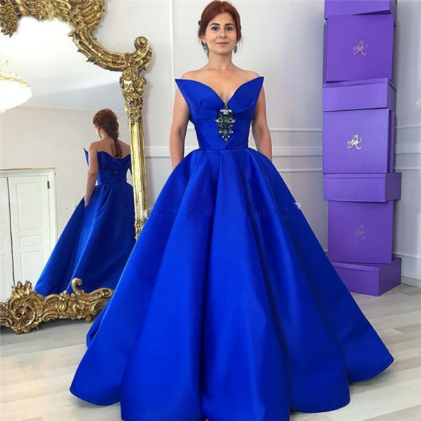 Ball Gown Sleeveless Floor-length Satin Evening Gown With Crystal 3