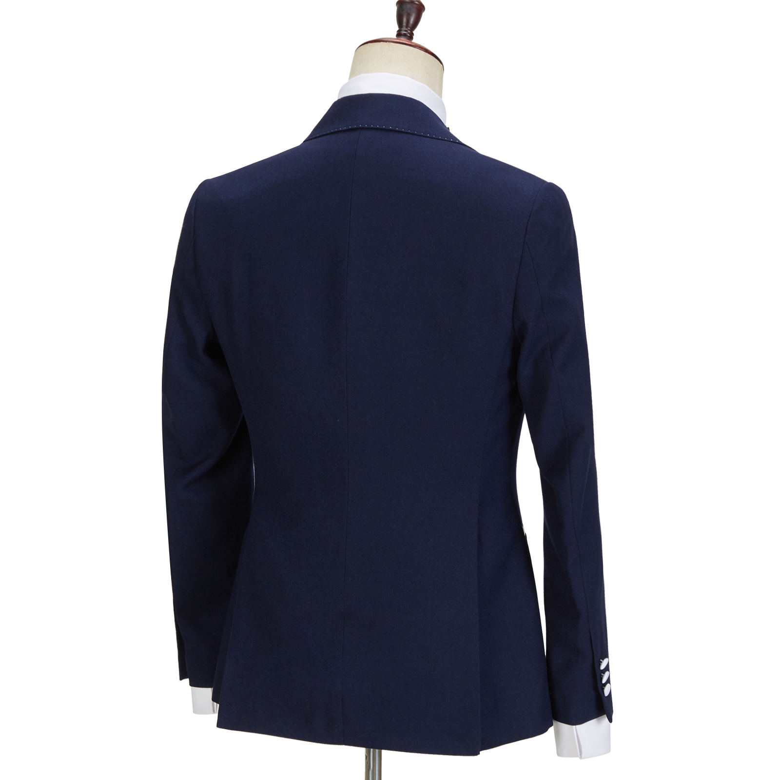 Navy Blue Peaked Lapel Slim Fit Three Pieces Men Suit 3