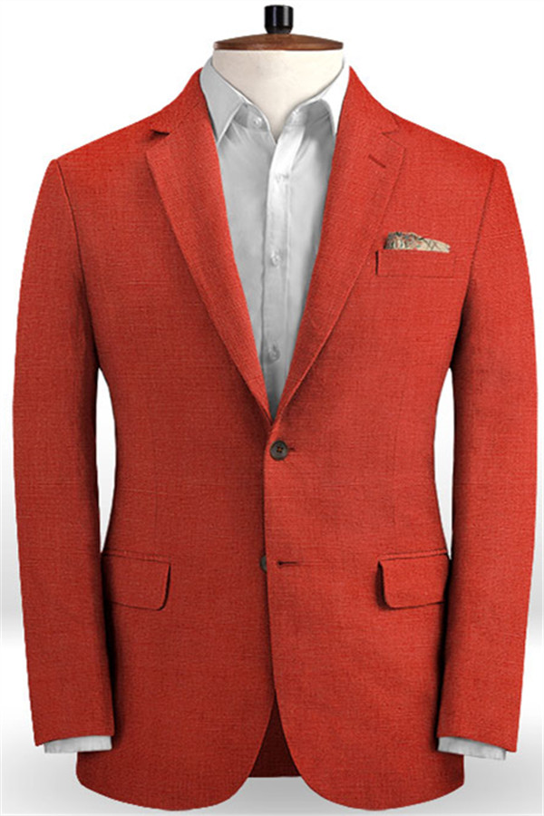 Orange Linen Beach Wedding Suits 1