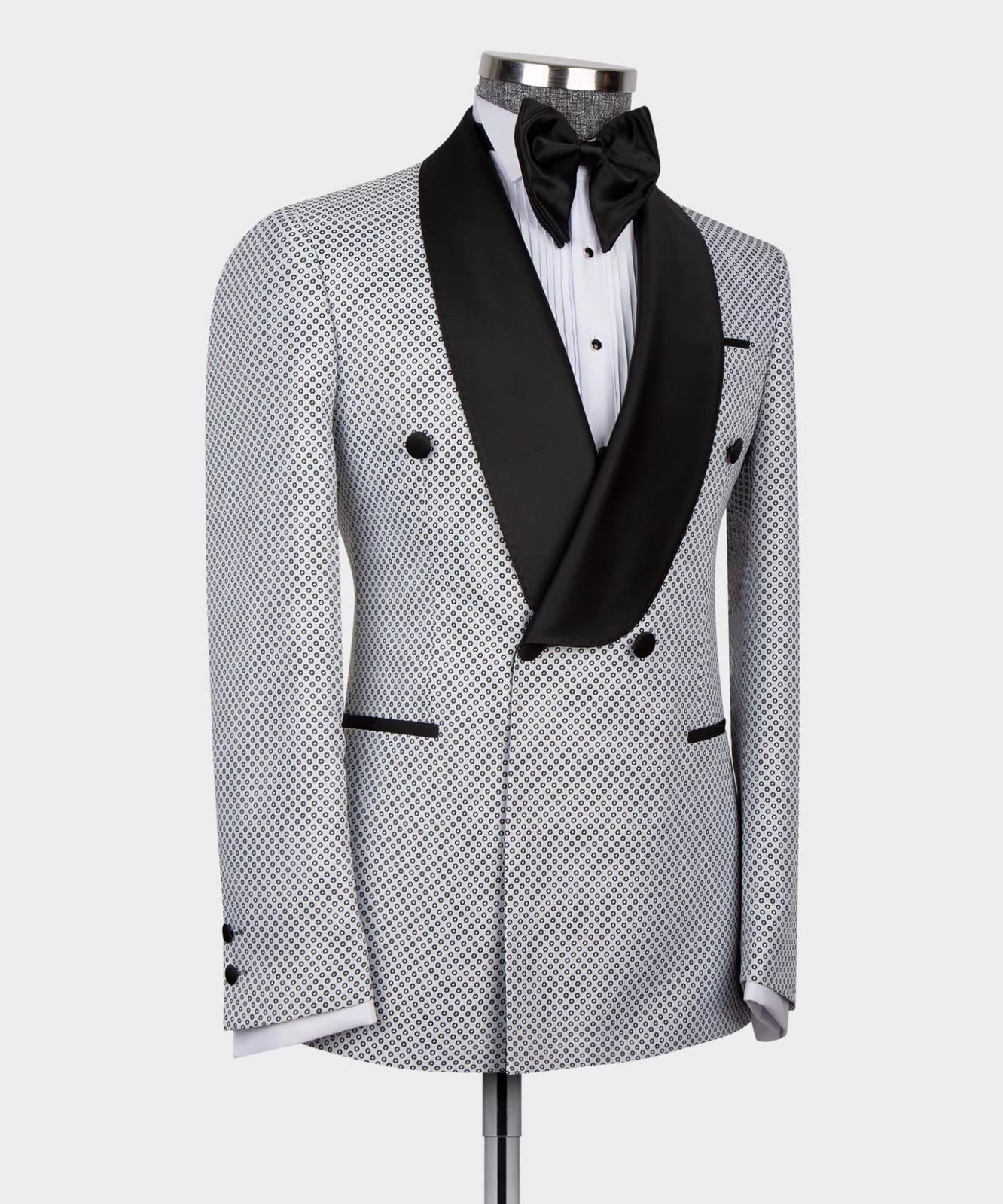 White Double Breasted Slim Fit Shawl Lapel Men Suit 2