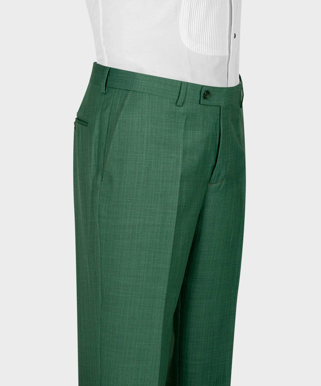 Green Peaked Lapel Close Fitting Business Men Suit 5