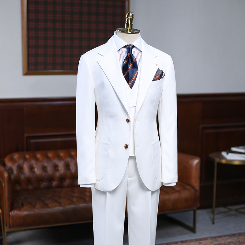 White Slim Fit Custom Business Suit 2