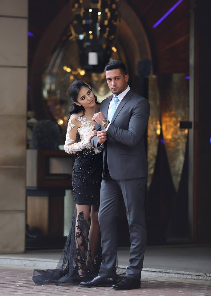 Black and White Lace Long Sleeve Prom Dress 3