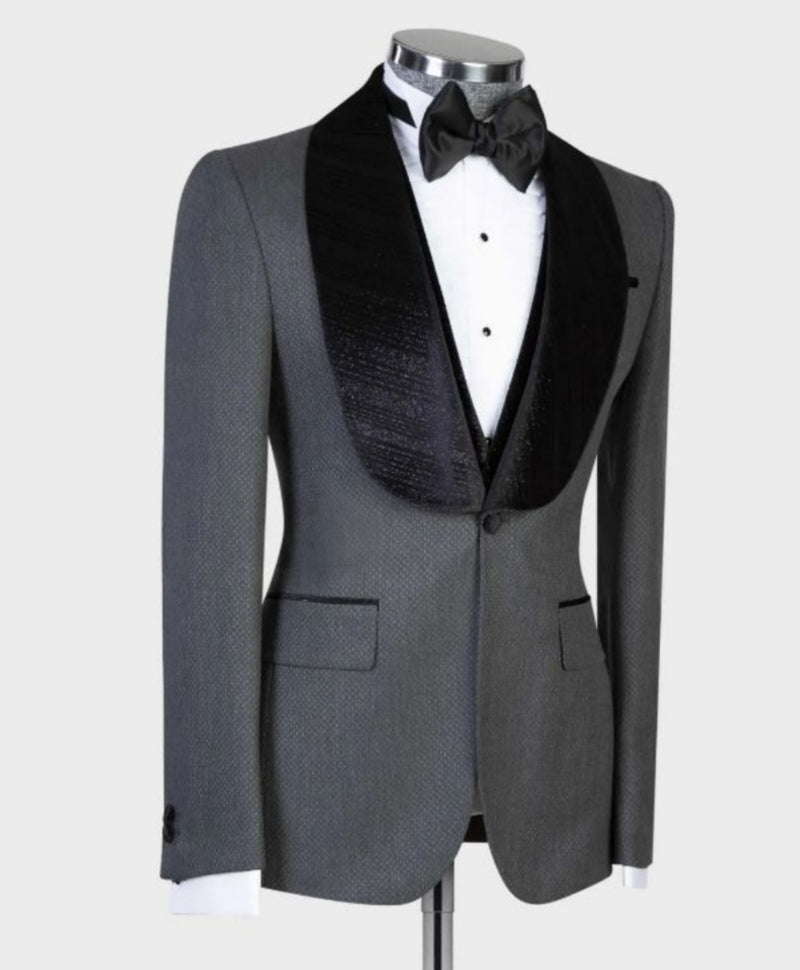 Gray One Button Wedding Men Suit 3
