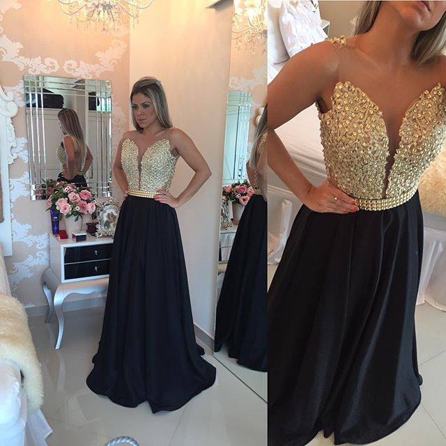A-line Scoop Neck Sleeveless Sweep / Brush Train 100D Chiffon Evening Dress With Beading 3