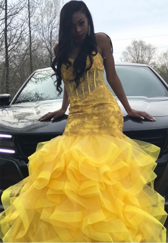 Mermaid Strapless Sleeveless Sweep / Brush Train Tulle Prom Dress With Lace 2
