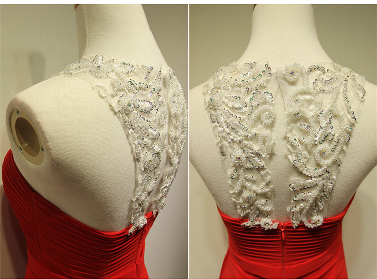 A-line Halter-neck Sleeveless Sweep / Brush Train Satin Evening Dress With Appliques 3