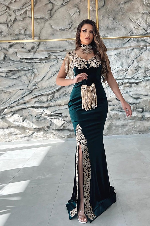 Mermaid Straps Sleeveless Floor-length Satin Formal Wear With Tassels 4