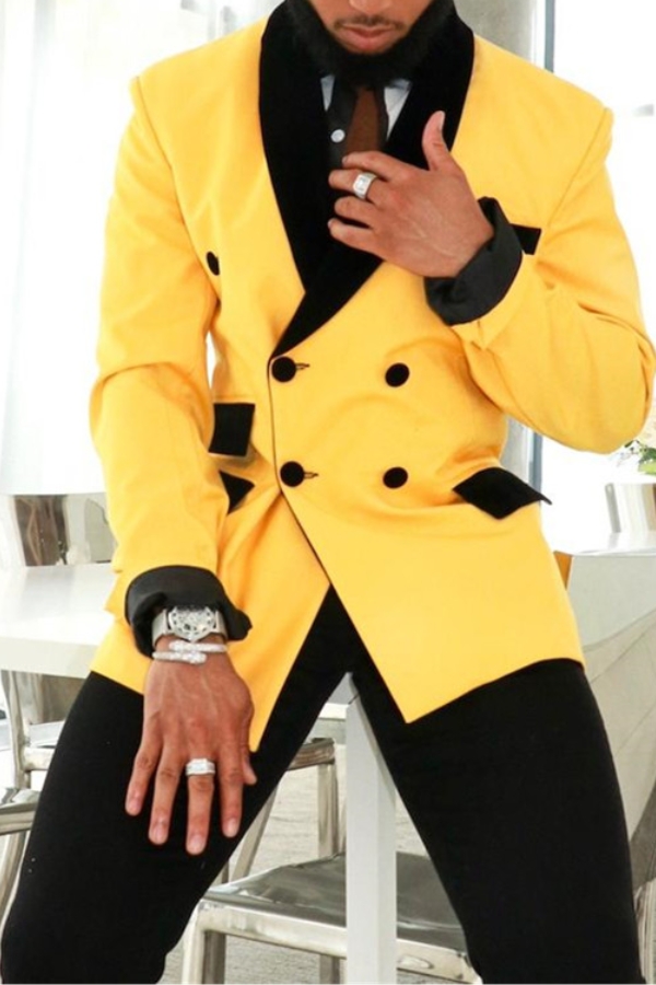 Yellow Double Breasted Slim Fit Suit 2