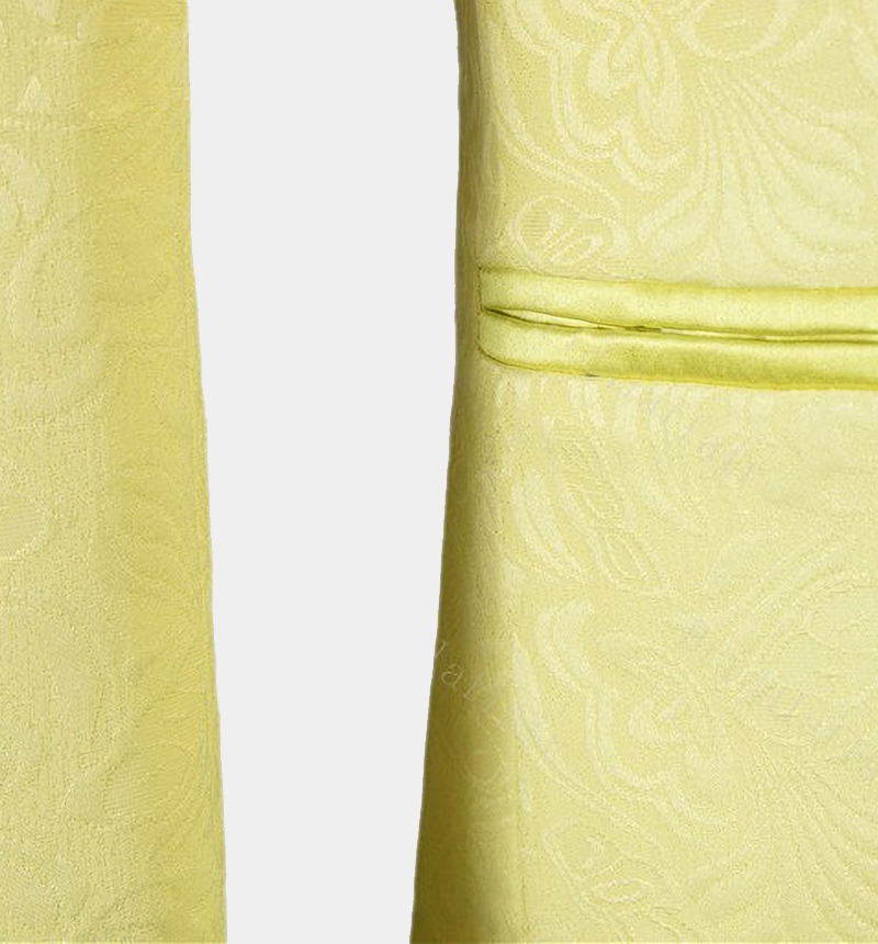 Yellow Jacquard Three-Piece Tuxedo with Shawl Lapel 5