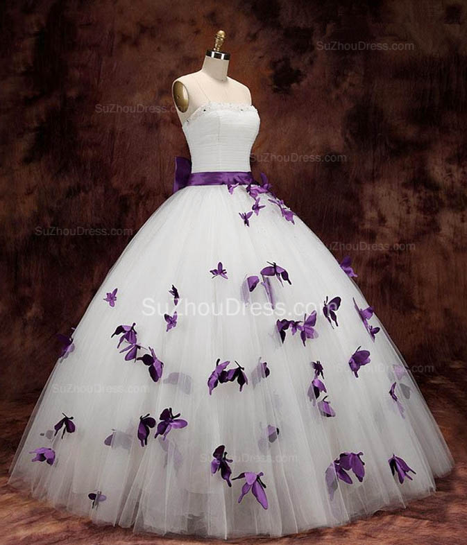 Ball Gown Strapless Sleeveless Floor-length Tulle Bridal Dress With Beading 2