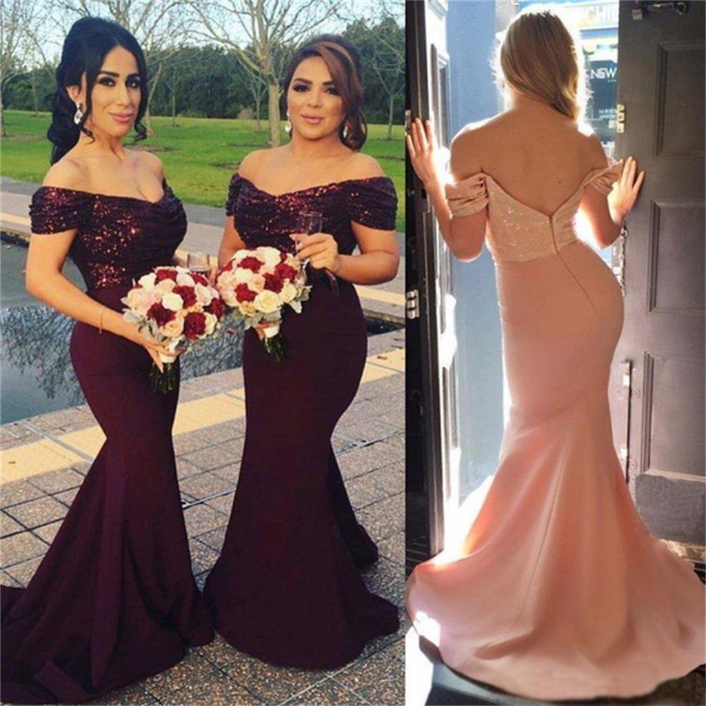 Column Off-the-shoulder Short Sleeves Sweep / Brush Train Evening Dress With Sequins 4