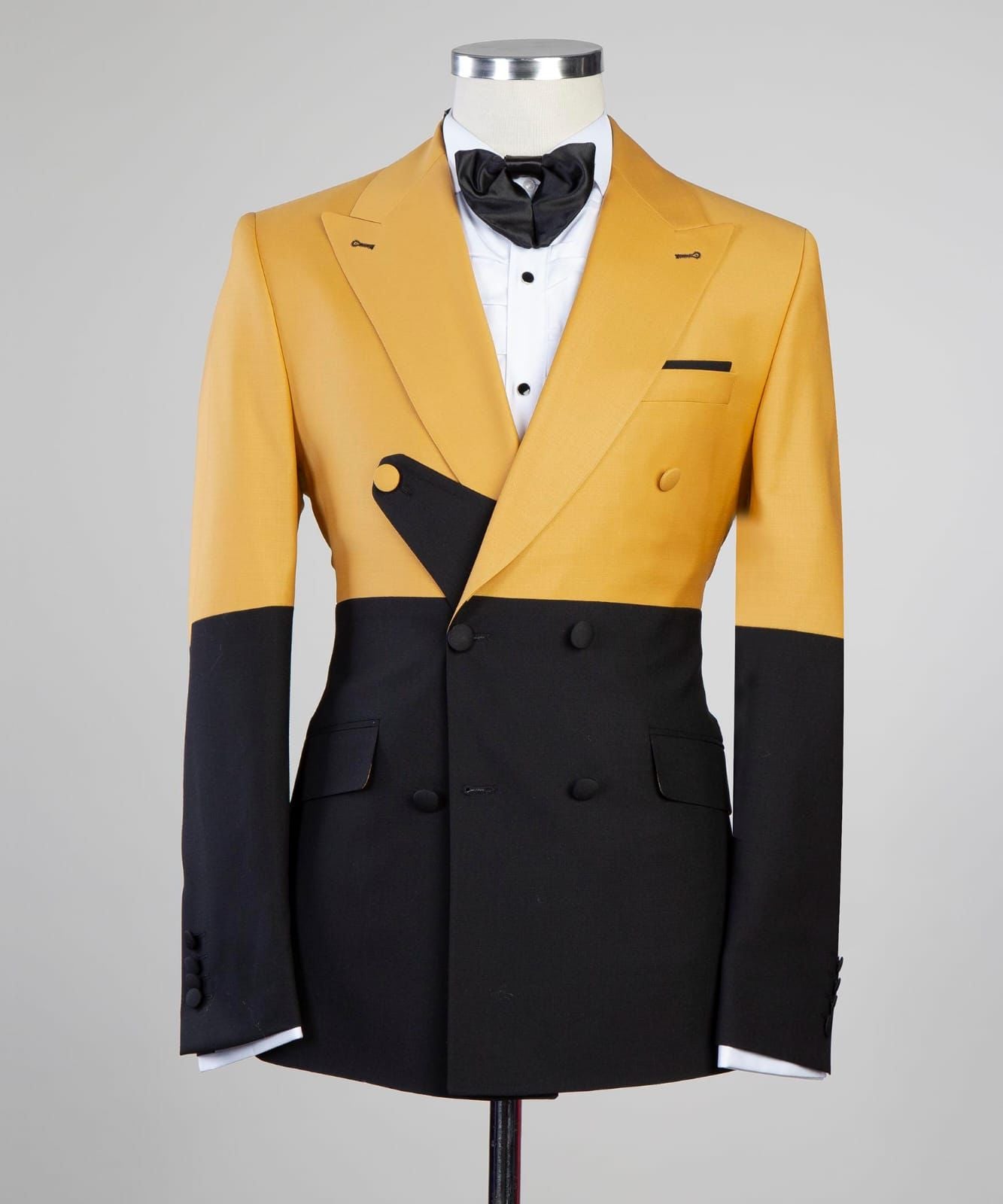 Yellow And Black Two Pieces Close Fitting Prom Men Suit 3